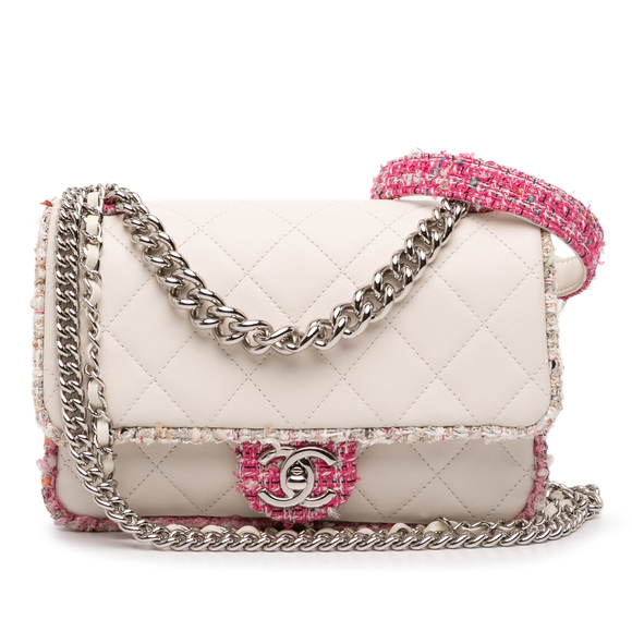 Pre-Loved Chanel Quilted Lambskin and Tweed Elegant Trim Flap - Picture 1 of 12